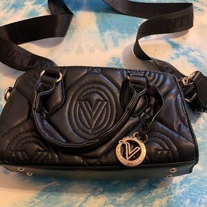 Valentino Orlandi Black Quilted Crossbody Bag